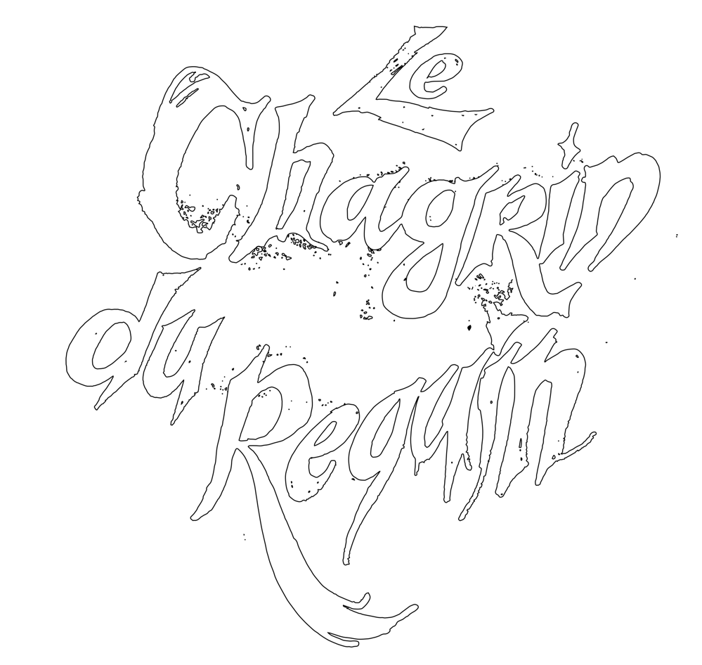Le titre en contours dans une calligraphie manuscrite.