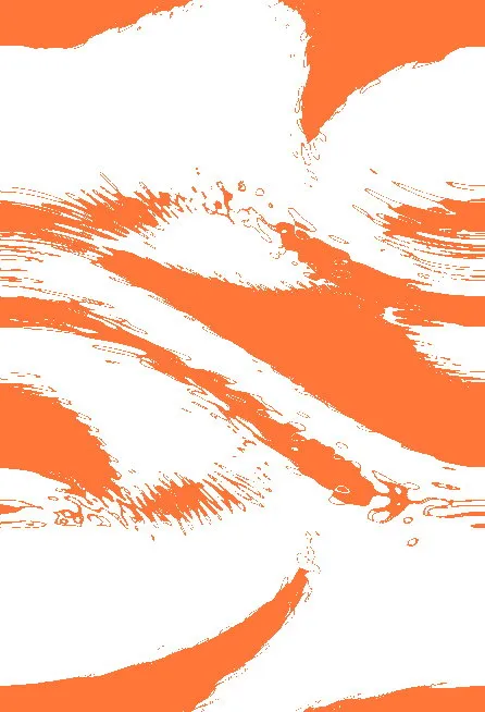 Des formes abstraites, organiques, blanches, sur un fond orange.